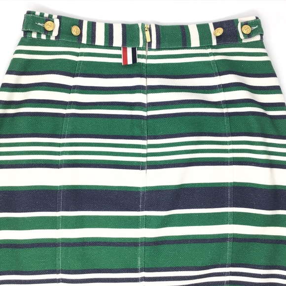 Thom Browne Angled-Hem Pique Striped Pencil Skirt - Picture 11 of 15